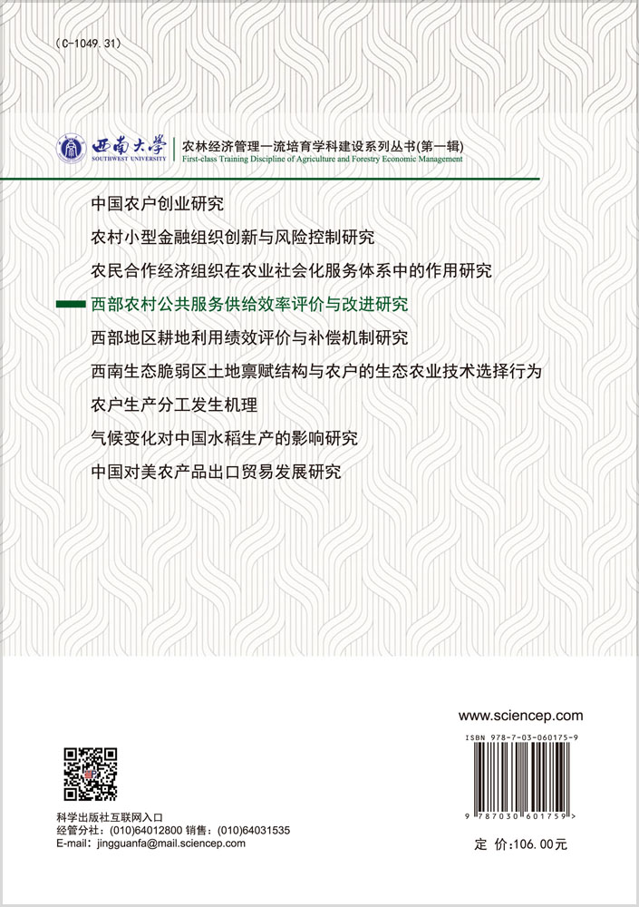 西部农村公共服务供给效率评价与改进研究
